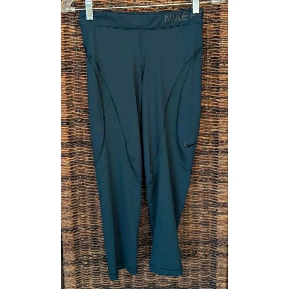 Nike Pro Hypercool Compression Leggings Small Teal Crop Pants 889651 Training